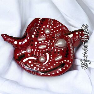 Handcrafted Artisan Southwest Style Sculpted Clay Brooch by Lima